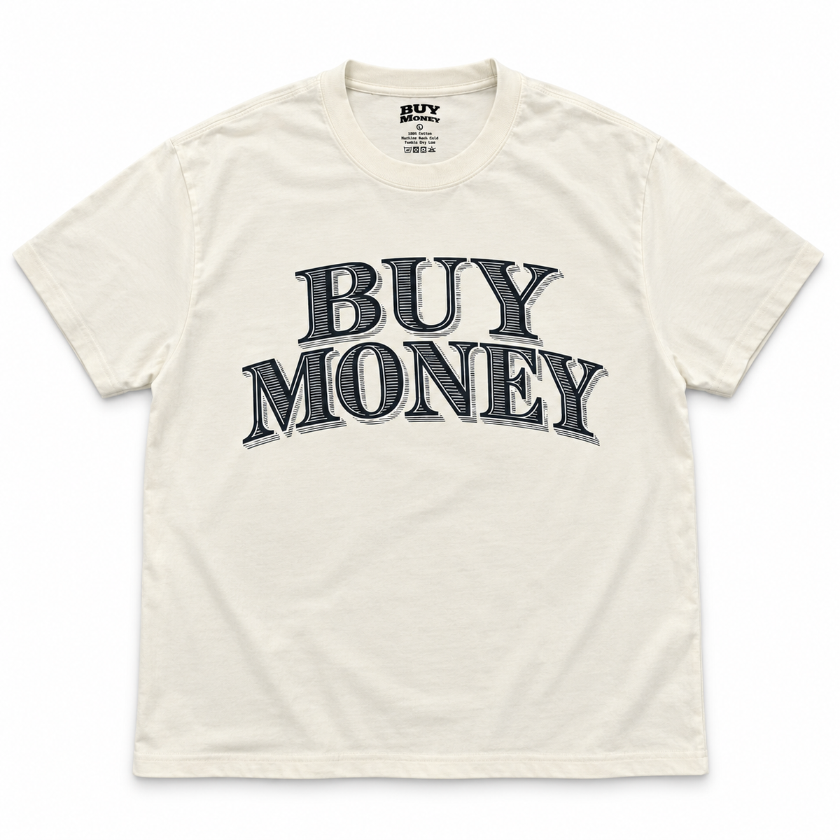 Buy Money Engraved Tee in faded bone with black striped lettering
