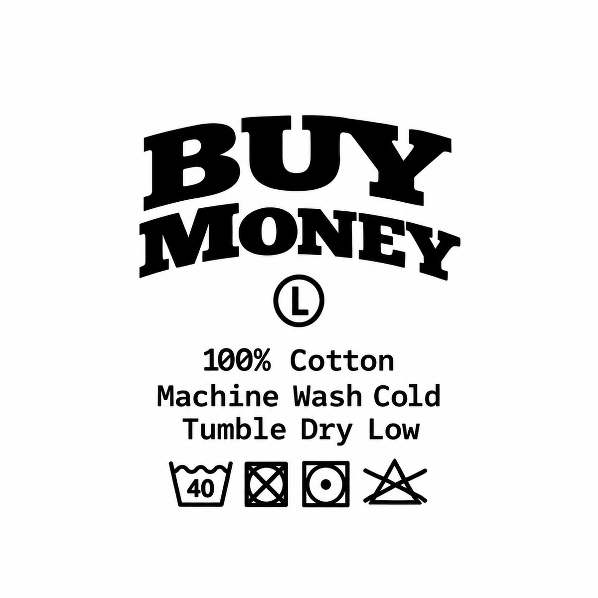 Buy Money neck label artwork, size L, 100% cotton and care instructions